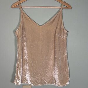 Chico’s V-Neck Dressy Tank Top-Velour-Cream/Tan-Women Small / Chico’s Size 0